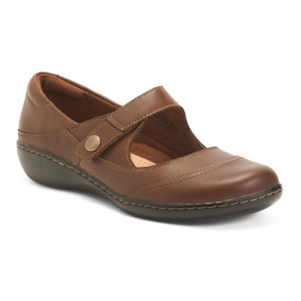 Clarks Leather Ashland Elayne Mary Jane Comfort brown Shoes womens size 9W NWT
